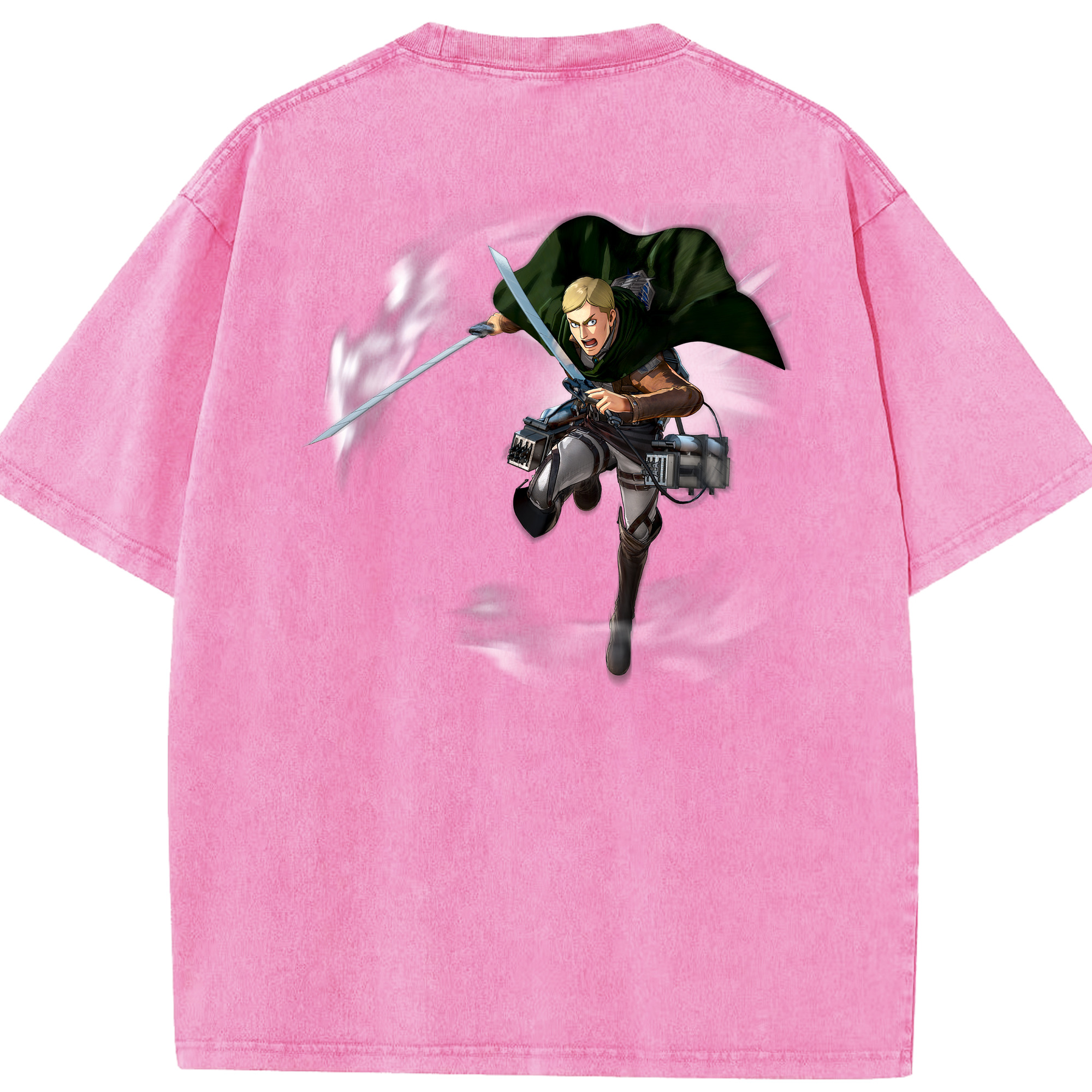 （画像用） 進撃の巨人 エルヴィン・スミス Attack on Titan Erwin Smith 綿100% ヴィンテージ風 半袖Tシャツ（背面プリント）